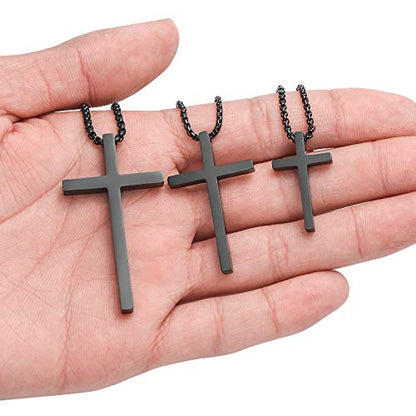 M MOOHAM Cross Necklace for Men Teen Boys 16-30 Inch - color: "Black: Cross Pendant 1.2"*0.7"