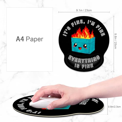 ITNRSIIET Ergonomic Mouse Pad with Wrist Support Wrist Rest Smooth Surface Non-Slip Rubber Base Comfortable Office Supplies Pain Relief, 9.8 x 9.1 inches, Cute Dumpster - color: Cute Dumpster