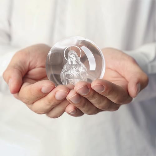 ZEERSHEE 3D Virgin Mary Crystal Ball with Stand Religious Gift Home Decor - style: Virgin Mary-2
