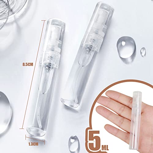 Fandamei 60PCS 5ml Mini Spray Bottle, Mini Clear Plastic Spray Bottle Empty, Fine Mist Refillable Mini Perfume Bottle, Perfume Atomizer, Small Empty Sample Containers, Plastic Portable Travel Bottle - size: 5ml