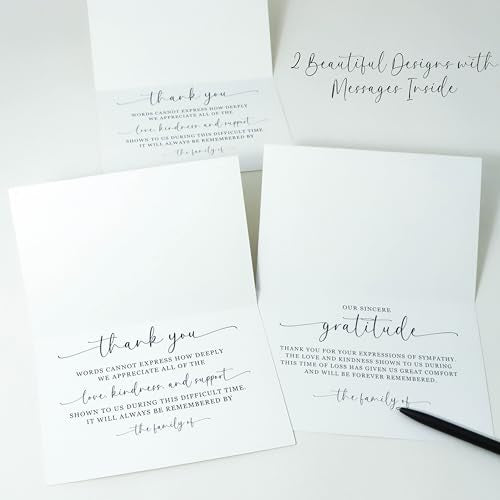 Funeral Thank You Cards with Envelopes Message Inside