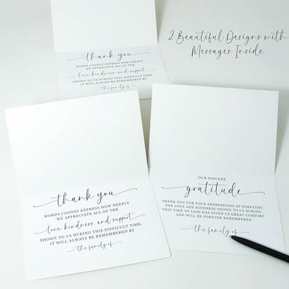 Funeral Thank You Cards with Envelopes Message Inside