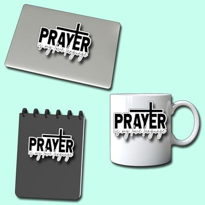 (3Pcs) Prayer is My Love Language Sticker Inspirational Decals Decorate Books Laptop Phone Water Bottles Kindles Tumbler Waterproof Vinyl Stickers 3 x 2,5" Inch - color: Prayer is My Love Language