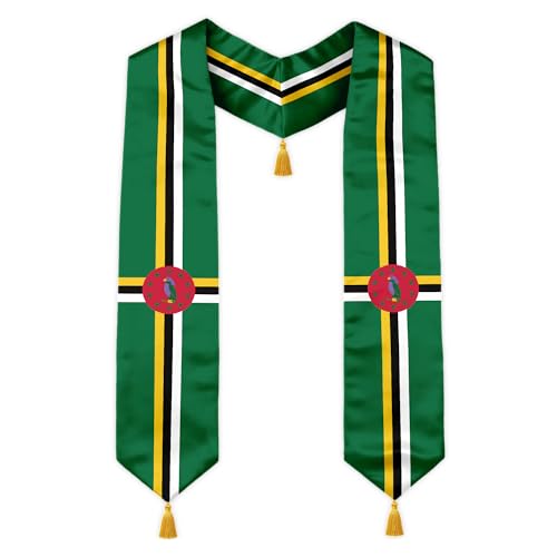 Class of 2026 Graduation Stole Flag Sash with Gold Tassels 72 Inch for High School College University Ceremony - color: Dominica