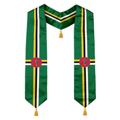 Class of 2026 Graduation Stole Flag Sash with Gold Tassels 72 Inch for High School College University Ceremony - color: Dominica