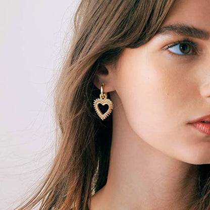 VACRONA Gold Heart Hoop Earrings Huggie Earrings for Women 14k Gold Plated Small Hoops Earrings - color: Spiked Heart