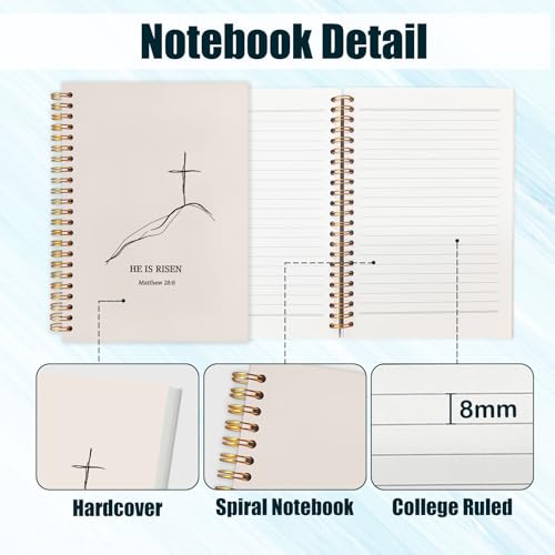 Christian Easter Journal Notebook for Work Study, He Is Risen Easter Gifts, Jesus Resurrection Religious Bible Verse Spiral Notebook Office Supplies Gifts, 5.5x8.3 Inch - color: He is Risen