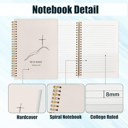 Christian Easter Journal Notebook for Work Study, He Is Risen Easter Gifts, Jesus Resurrection Religious Bible Verse Spiral Notebook Office Supplies Gifts, 5.5x8.3 Inch - color: He is Risen