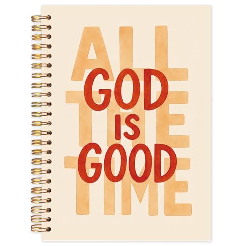Yhtrg God Is Good Christian Spiral Hardcover Notebook, Cream and Burnt Orange Inspirational Writing Journal, Religious Faith Prayer Notebook for Bible Study Daily Journaling, 5.5x8.3 - color: Cream and Burnt