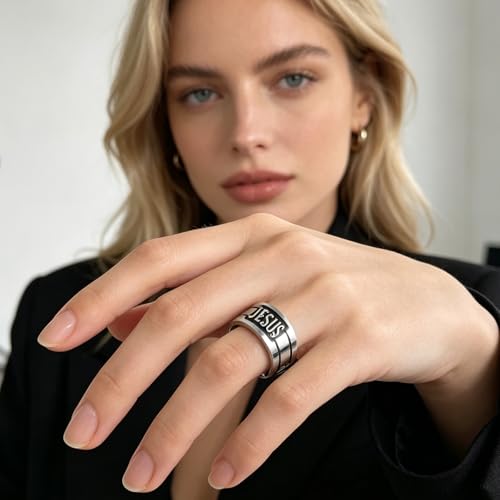 Retro Minimalist Cross Ring 8mm Stainless Steel Black Oxidation Corrosion Ring Anti Tarnish Classic Band Ring Fashion Jewelry for Men Women,Size Available - style: Dual line