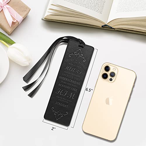 FINPAC Leather Bible Bookmarks, Bible Verse Book Markers - color: Black