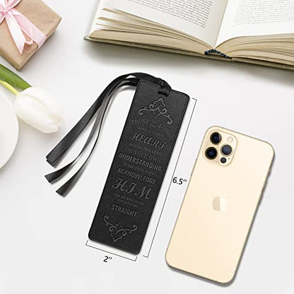 FINPAC Leather Bible Bookmarks, Bible Verse Book Markers - color: Black