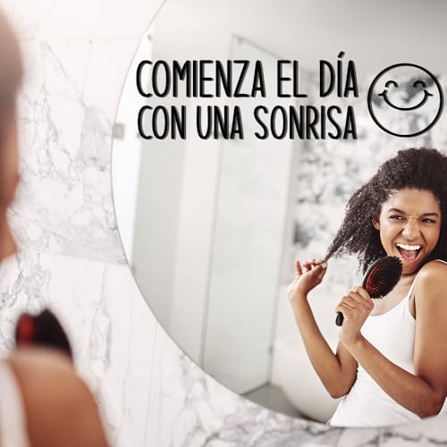 Vinyl Wall Art Decal - Comienza El Día Con UNA Sonrisa/Start The Day with A Smile - 7.2" x 25" - Positive Inspiring Spanish Quote Sticker for Bedroom Kids Room Daycare School Decor