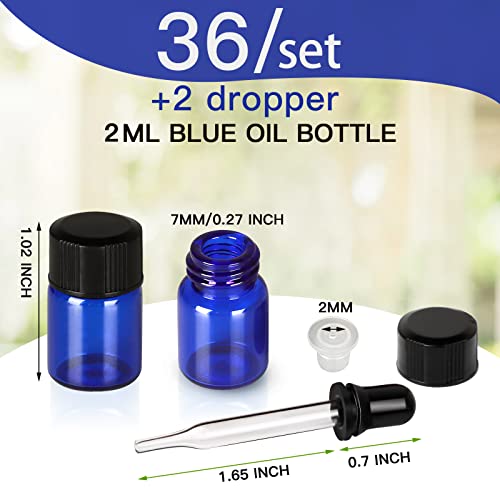 2ml Essential Oil Bottles Empty 36Pcs Blue Small Cuticle Oil Bottles Empty - color: Blue