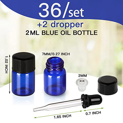 2ml Essential Oil Bottles Empty 36Pcs Blue Small Cuticle Oil Bottles Empty - color: Blue