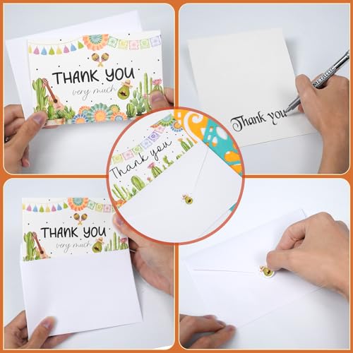 60 Pieces Taco' Bout A Baby Party Thank You Cards with Envelopes,Cactus Taco Pampas Grass Baby Shower Thank You Cards Includes 30 Pieces Envelopes and 30 Pieces Blank Notes Cards for Birthday Party - color: Taco