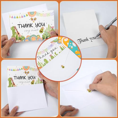 60 Pieces Taco' Bout A Baby Party Thank You Cards with Envelopes,Cactus Taco Pampas Grass Baby Shower Thank You Cards Includes 30 Pieces Envelopes and 30 Pieces Blank Notes Cards for Birthday Party - color: Taco
