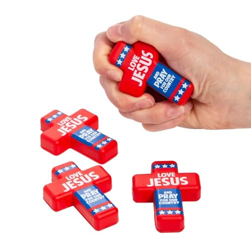 Fun Express Mini Patriotic Cross Stress Toys - 12 Pc.
