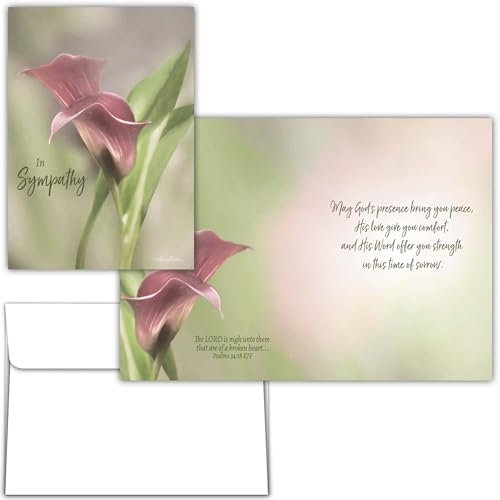 KJV Pink Calla Lily Sympathy Card, 1 Count - color: Pink Calla Lilly