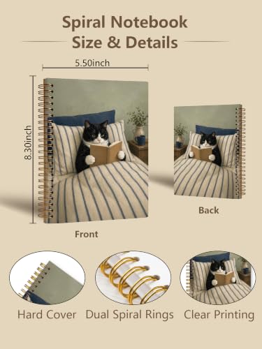 Cozy Reading Tuxedo Cat Notebook Gift Cat Lover Coworker Teacher - color: Tuxedo Cat