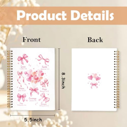 Cute Pink Bows Prayer Hardcover Spiral Notebook Journal for Women,A5 - color: bowknot Bible