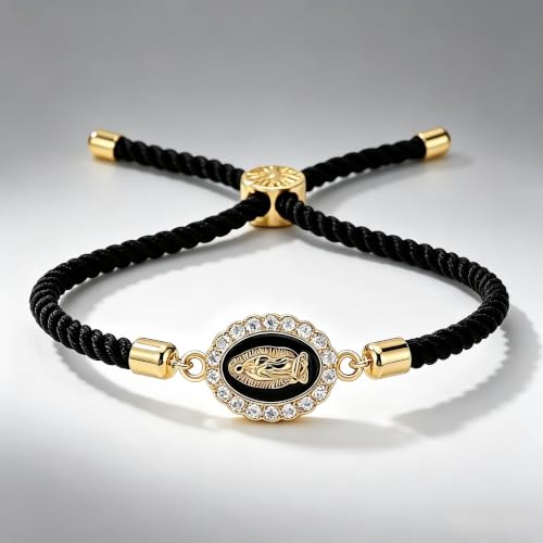 Catholic Bracelets St. Benedict Bracelet Red Rope Double Hole Pendant Couple Woven Bracelets Adjustable Black Bracelet - color: YY75-3 Black