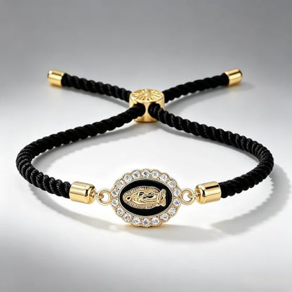 Catholic Bracelets St. Benedict Bracelet Red Rope Double Hole Pendant Couple Woven Bracelets Adjustable Black Bracelet - color: YY75-3 Black