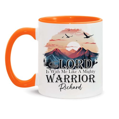 Mountain And Sunrise Design Cup, Custom Christian Bible Verse Cup, Customized Religious Mug 11Oz Or 15Oz, Personalized Christian Coffee Mug With Name, Gift For Men And Women - color: TRI-1223-1157-THE LORD IS WITH ME MUG