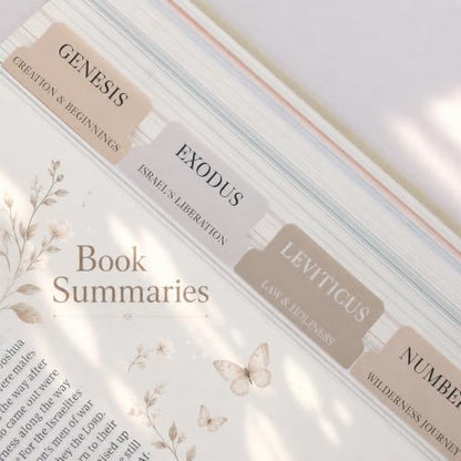 UPAFEXXI-Laminated Bible Tabs with Book Summaries, Bible Study Supplies - color: Summaries Cappuccino2