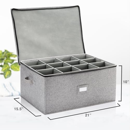 Stack Store Plus More Hard Shell Goblets Storage Box with Dividers - 21" W x 15.5" D x 10" H - Stackable with Fully Padded Interior - Great for Cocktail and Wide Bar Glasses - style: Goblets Storage