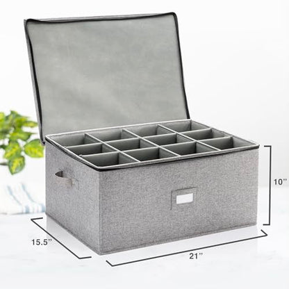 Stack Store Plus More Hard Shell Goblets Storage Box with Dividers - 21" W x 15.5" D x 10" H - Stackable with Fully Padded Interior - Great for Cocktail and Wide Bar Glasses - style: Goblets Storage
