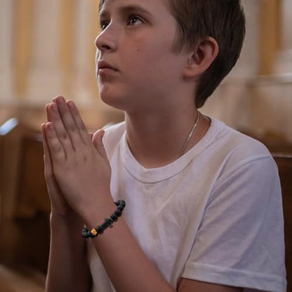 Christian Grandparents-Day Gifts for Men, Religious Cross Bracelet for Him - style: To My Son - Black