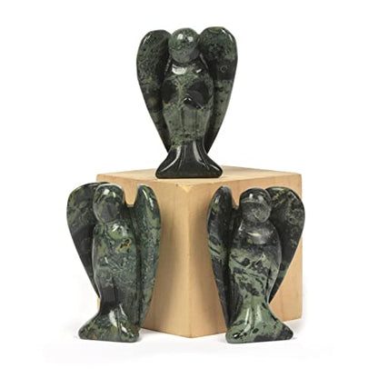 Justinstones Carved Kambaba Jasper Gemstone Peace Angel Pocket Guardian AngelHealing Statue 2 inch - color: Kambaba Jasper