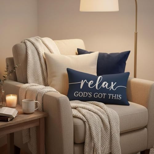 Decorative Throw Pillow Covers 12x20 Inch Set of 2 – Blue - color: Blue