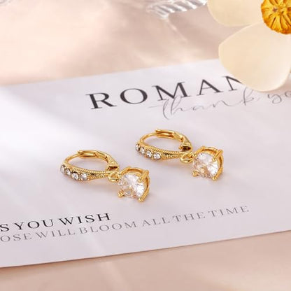 Gold/Silver Earrings Hoop Cross Dangle Earring Jewelry Gifts - style: Zircon-GD-E0778