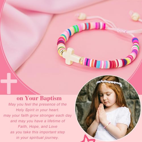 Cute Cross Bracelet Teen Girl Gifts Trendy Stuff Christian Gifts for Kids/Girls/Boys/Teens/Women Jewelry Colorful Jesus Bracelets Christmas Religious Communion Baptism Confirmation Gifts - color: 2-Baptism
