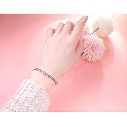Sterling Silver Engraved Inspirational Adjustable Infinity Bracelet Graduation Gift for Mother Sister Best Friend Jewelry for Women - style: Always my sister Forever my friend