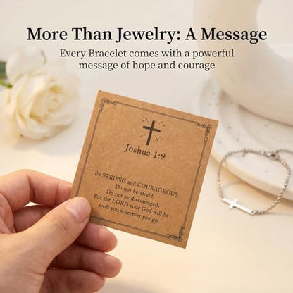 Cross Bracelet for Men with Inspirational Card - color: Silvery