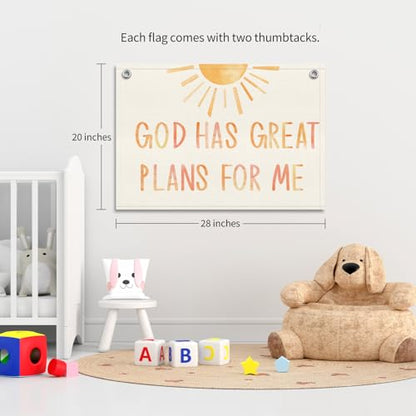 Boho Sunshine Christian Wall Decor Canvas Banner, Religious Banner Flag Psalm Wall Art, Nursery Bible Verses Decor Tapestry Backdrop for Living Room Playroom Bedroom -12