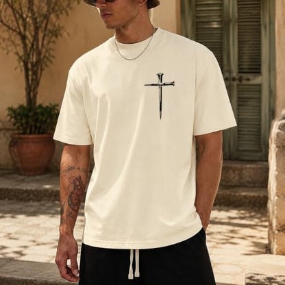 Christian Jesus Cross Shirts for Men Jesus Saved My Life T-Shirt God Tee - color: Creamy Yellow, size: Medium