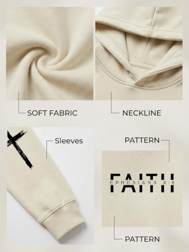 Christian Sweatshirts for Men Faith Christ Cross Pullover Hoodie - color: Apricot1, size: Small