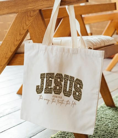 Christian Jesus Inspirational Canvas Tote Bag for Church Baptism - color: Jesus1