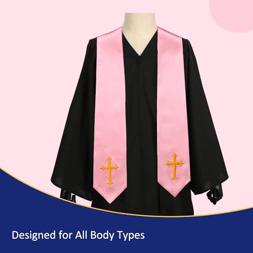 Clergy Stole & Choir Stole with Embroidered 60/72" - color: Pink, size: 72 inch