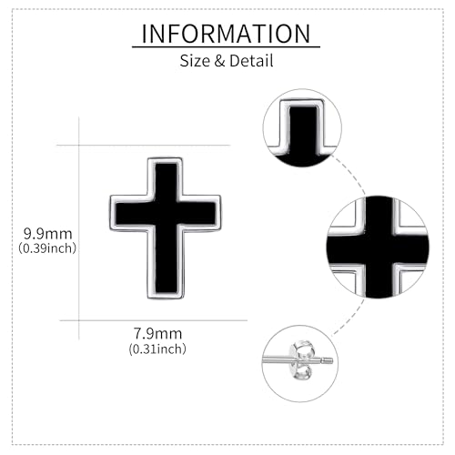 Abalone/Malachite/Onyx/Opal Cross Stud Earring Sterling Silver Small Cross Earrings Cross Jewelry Gift for Women - style: Onyx