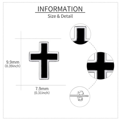 Abalone/Malachite/Onyx/Opal Cross Stud Earring Sterling Silver Small Cross Earrings Cross Jewelry Gift for Women - style: Onyx