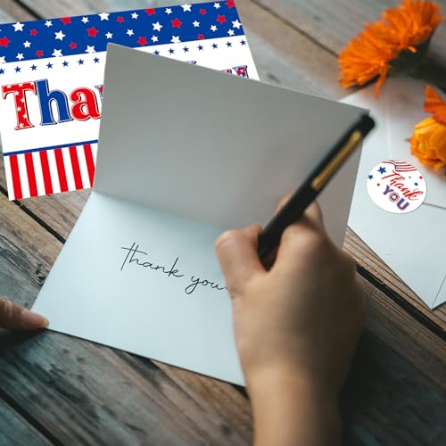 Fancy Land Patriotic Thank You Cards with Envelopes, 24Pcs