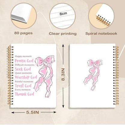 Pink Coquette Bow Christian Spiral Notebook Journal, Preppy Bible Verse Scripture Journal for Women, Christian Religious Gifts for Women, Church Notes Notebooks, 5.5x8.3 Inch - color: 01-worship God Bible Scripture