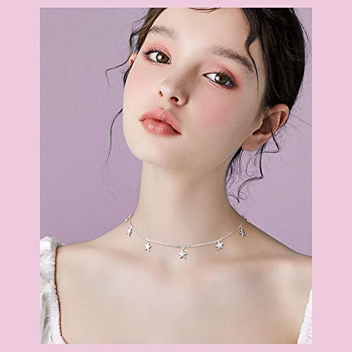 DAOCHONG Women S925 Sterling Silver Disc Statement Choker Necklace - style: Starfish