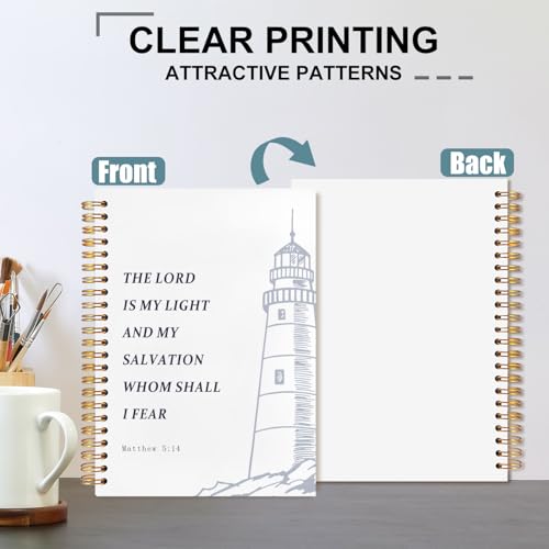 Nautical Lighthouse Christian Spiral Notebook 5.5x8.3 - color: White Nautical Lighthouse Christian