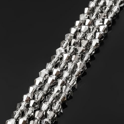250pcs Czech 6mm (0.24 Inch) Faceted Bicone Crystal Glass Beads Spacer Bulk Silver Champagne - color: Silver Champagne, size: 6mm - 250pcs